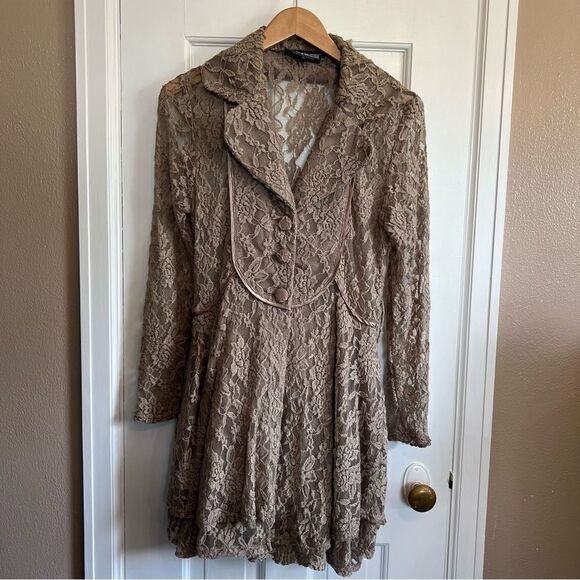 The Pyramid Collection Taupe Lace Jacket - Picture 5 of 10